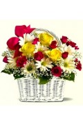 Mixed flowers in a basket